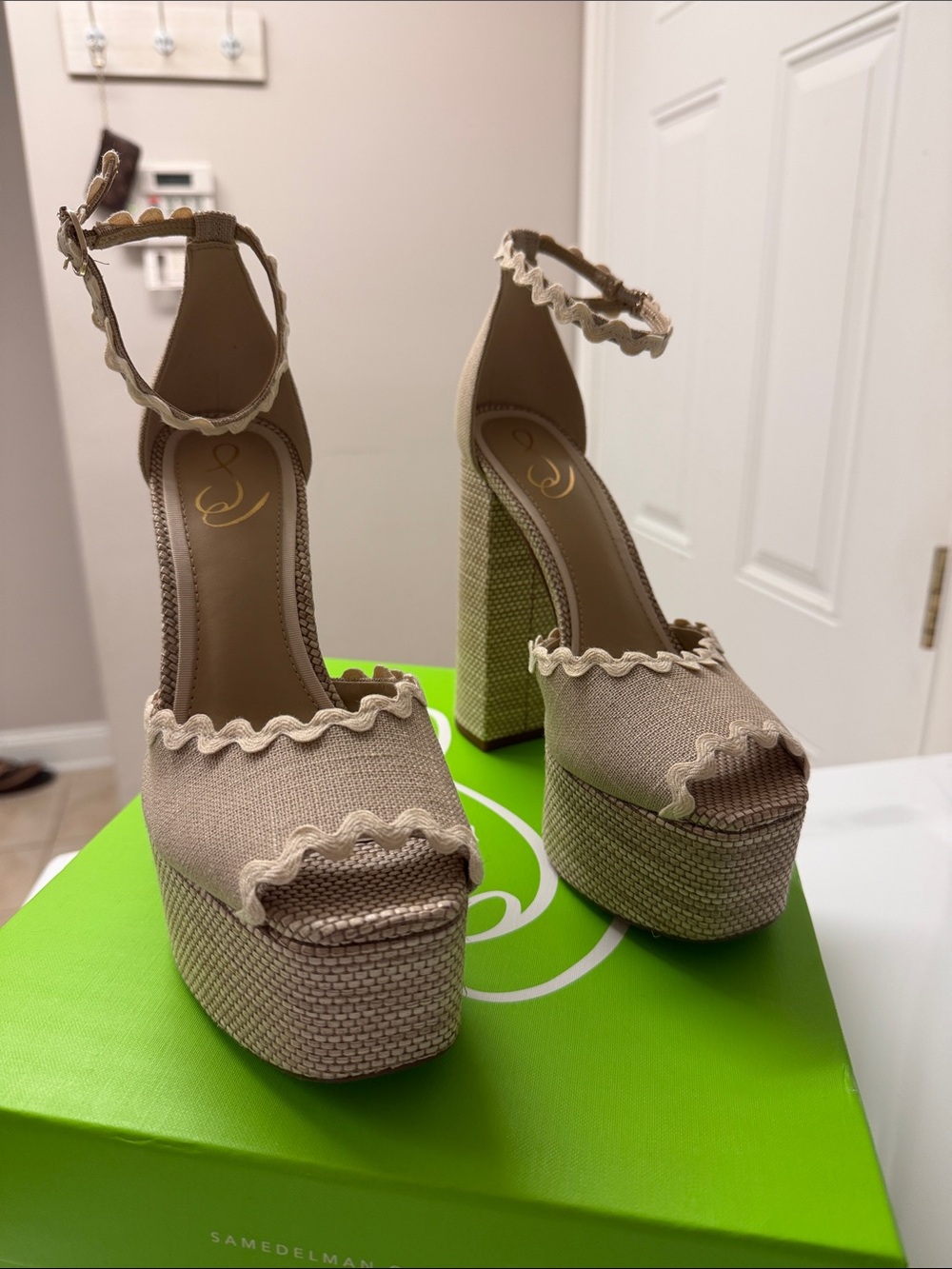 Sam Edelman Kori Platform Ankle-Strap Peep-Toe Heels
